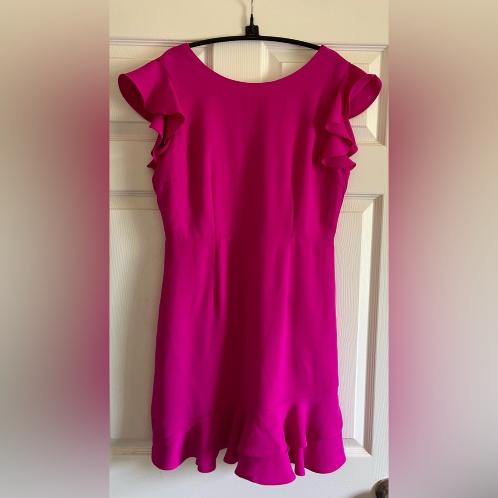 TCEC Fuchsia Ruffle Sleeve Dress